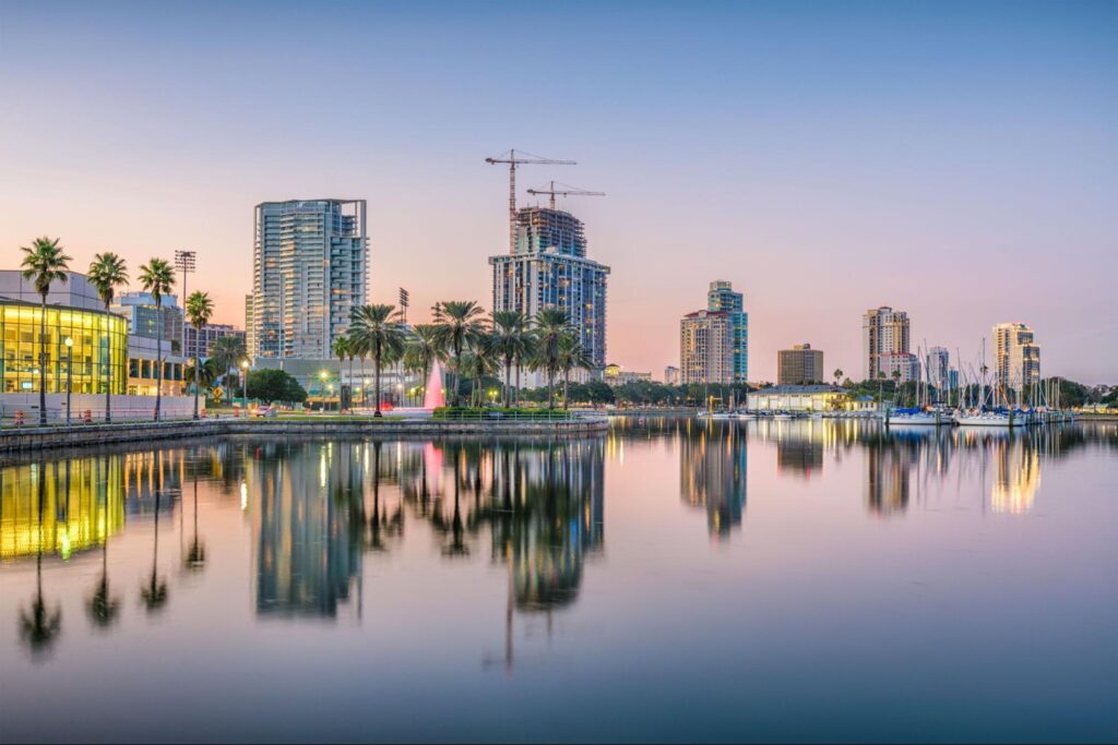 Business district in Jacksonville with expanding commercial developments and infrastructure improvements