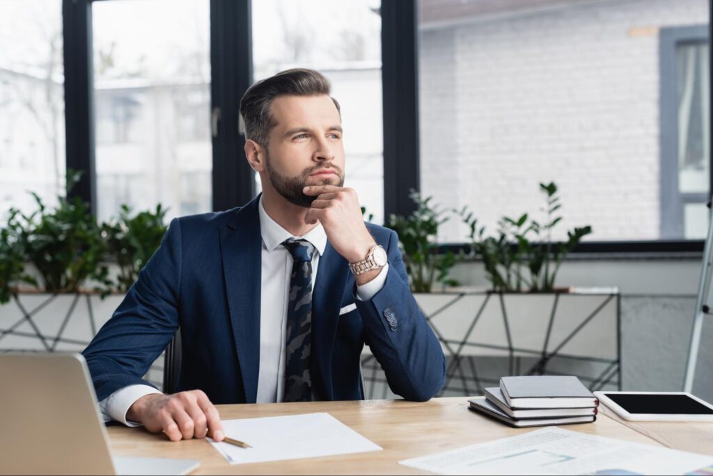 Professional man working in his corporate office