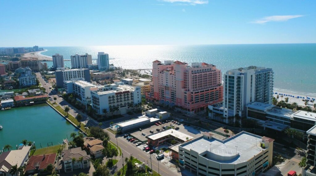 Modern office buildings in Clearwater’s business district overlooking the coast