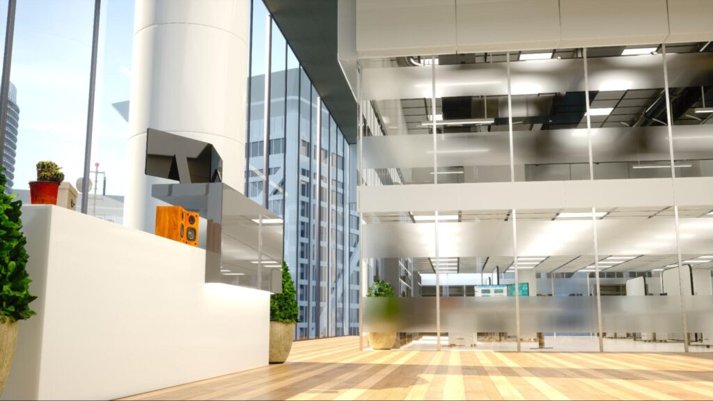 Stylish Clearwater office lobby featuring contemporary design and amenities