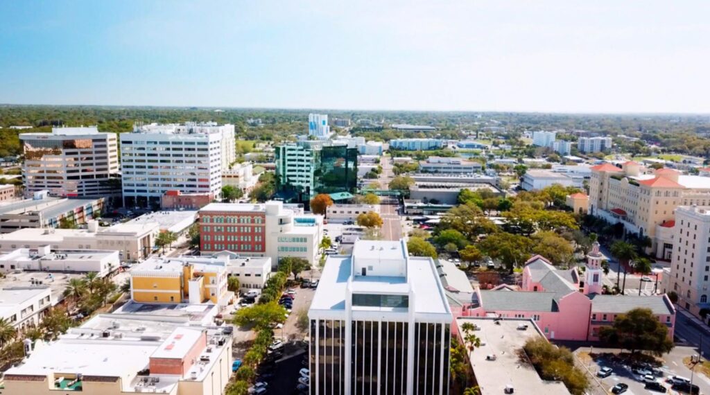 Clearwater skyline featuring modern office buildings and a thriving business district