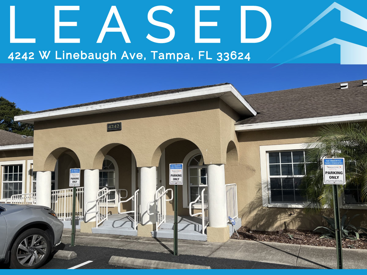 Exterior view of a leased office condo at 4242 W Linebaugh Ave, Tampa, FL 33624