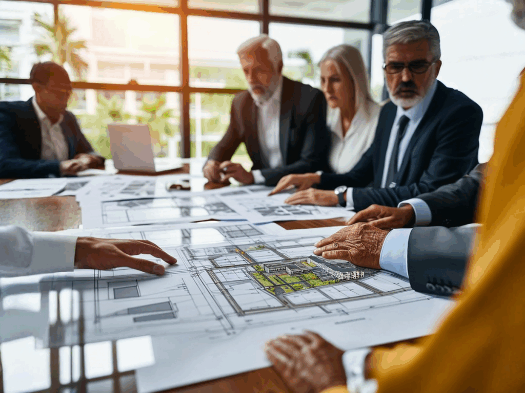 A team of commercial real estate investors analyzing industrial property opportunities in Tarpon Springs, Florida.