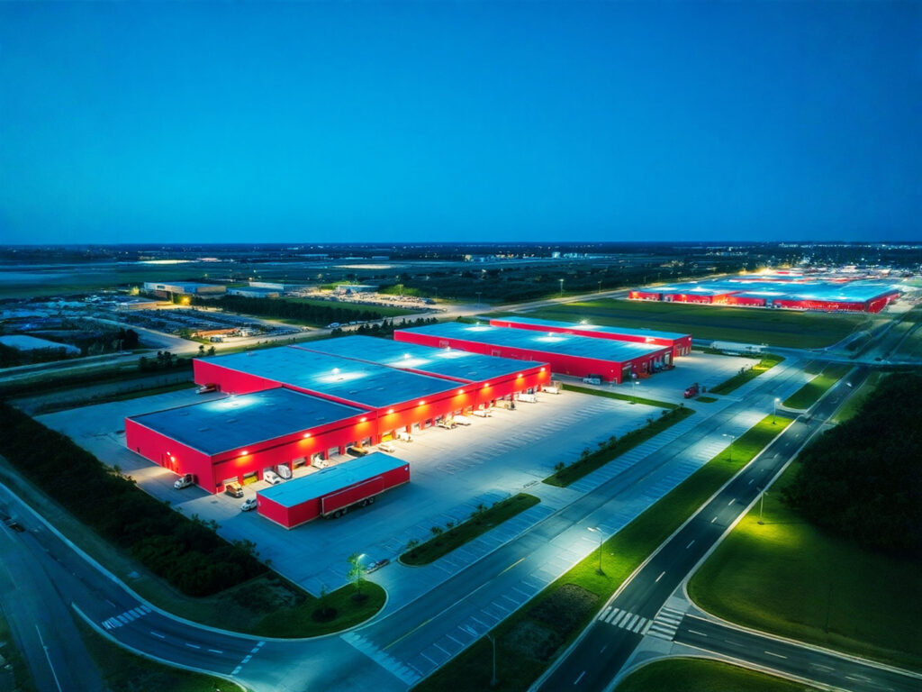 An aerial view of an industrial park in Tarpon Springs, Florida, illustrating the expansion of the industrial sector.