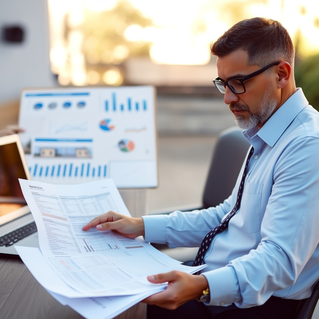 A commercial investor analyzing market trends and property data for real estate investments in Tarpon Springs.