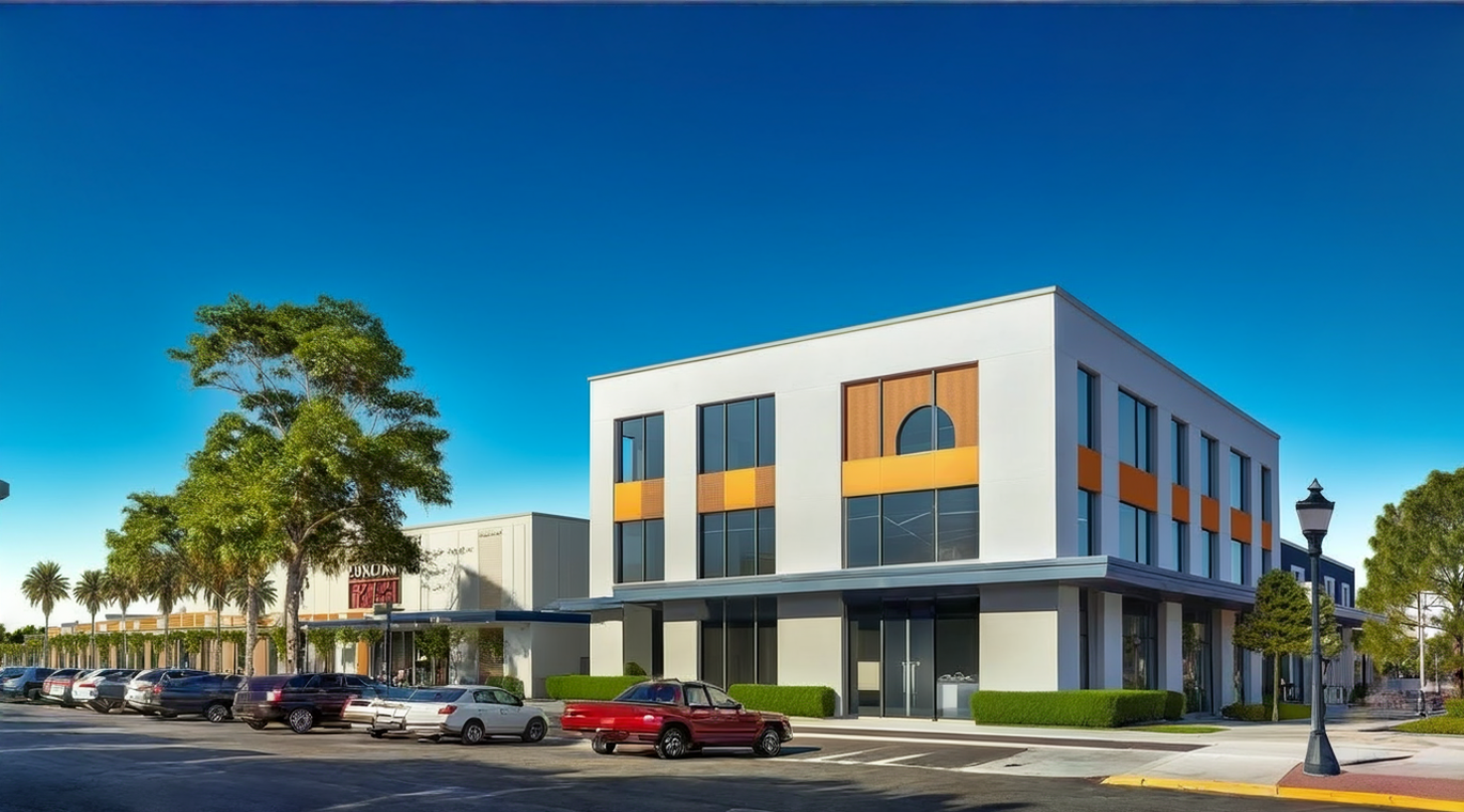 A thriving mixed-use development in Dunedin, Florida, illustrating the growth of commercial real estate investments.