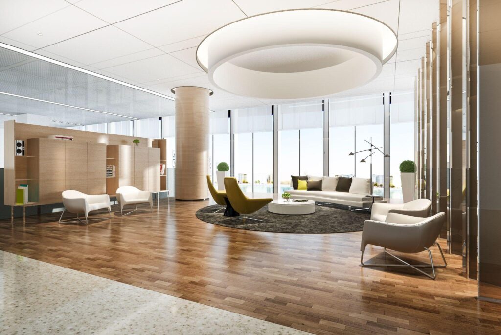 Modern office lobby interior in Tampa